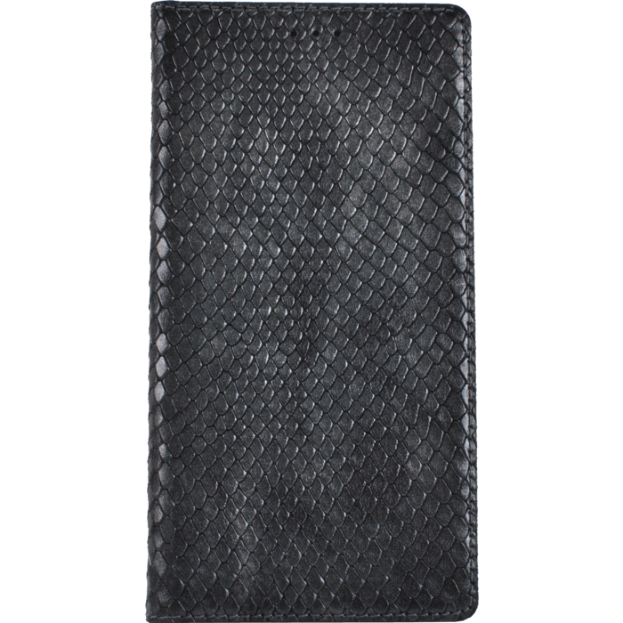 Diarycase Coque clapet en cuir véritable avec support aimanté pour Samsung Galaxy S6, motif serpent, Noir