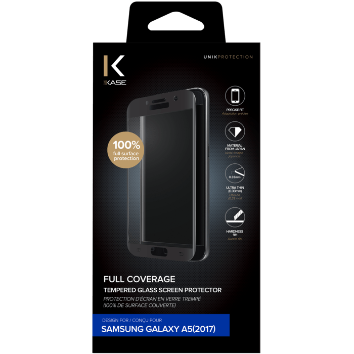 Protection d'écran en verre trempé (100% de surface couverte) pour Samsung Galaxy A5 (2017), Noir