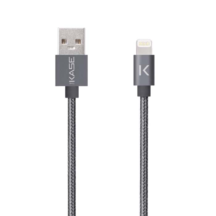 Câble Lightning vers USB tressé métallisé certifié MFi Apple Charge/Sync (1M), Gris