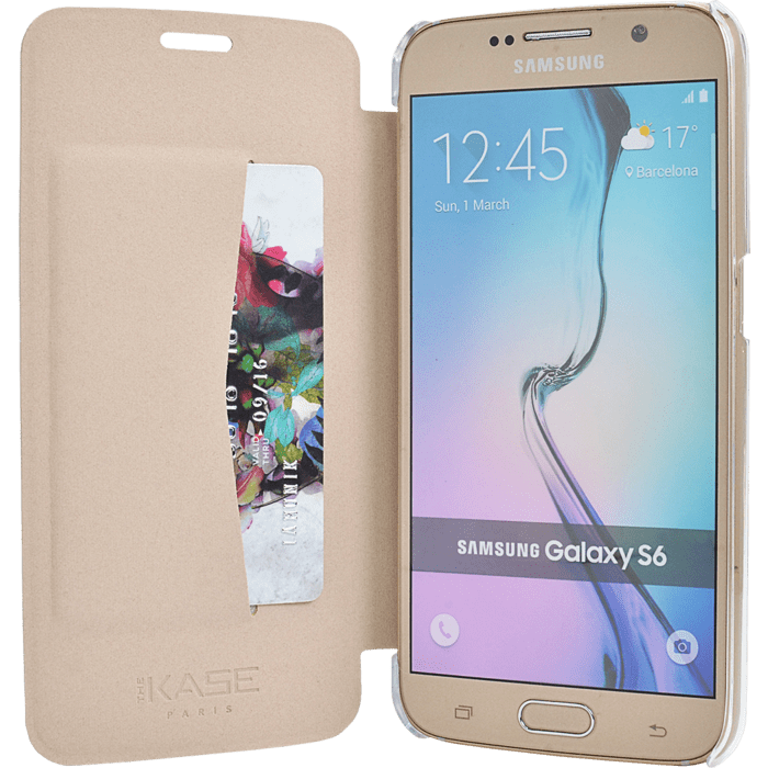 Coque clapet transparent pour Samsung Galaxy S6, Platine