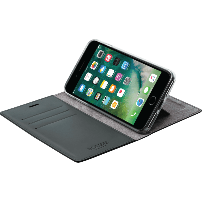 Diarycase Coque clapet en cuir véritable avec support aimanté pour Apple iPhone 7/8/SE 2020/SE 2022, Noir Lézard