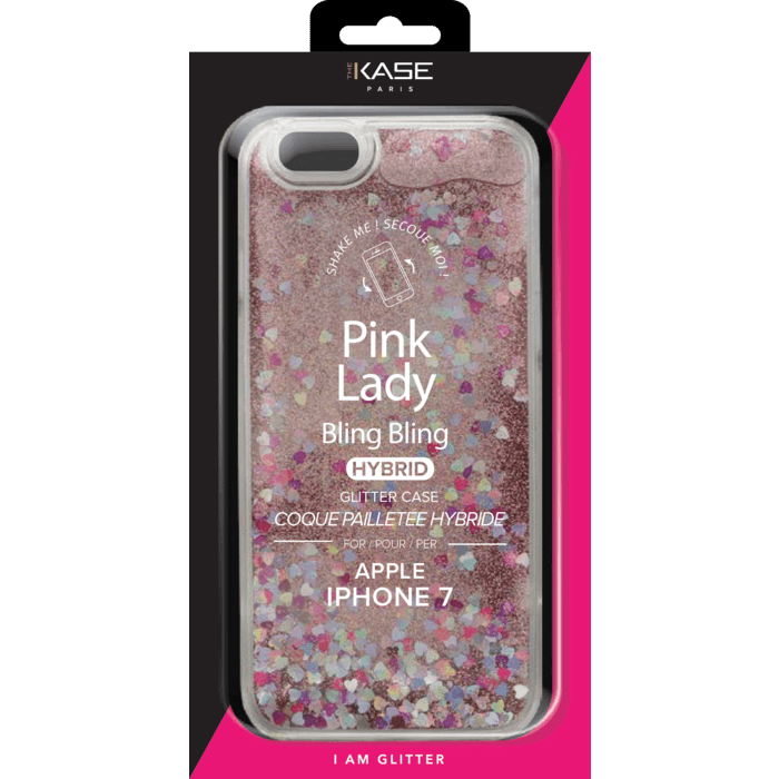 Bling Bling Coque Pailletée Hybride pour Apple iPhone 7/8, Pink Lady