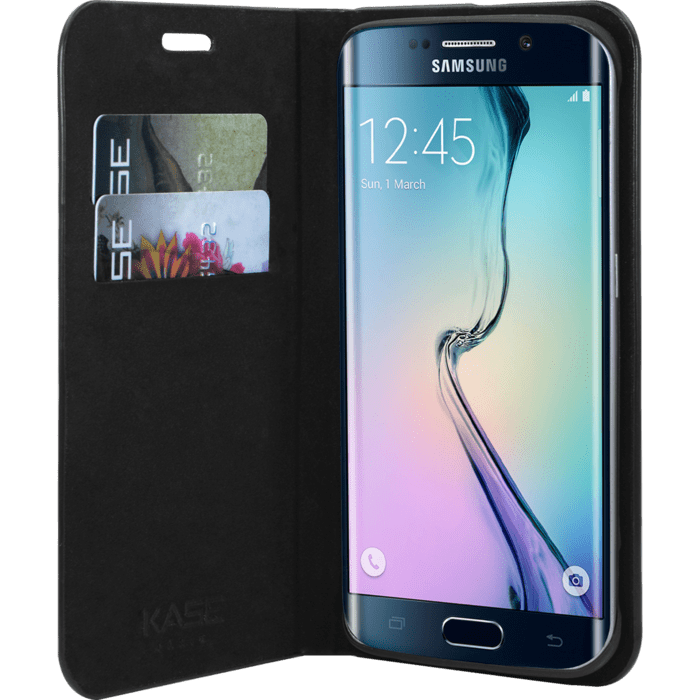 Coque Clapet Bling Strass pour Samsung Galaxy S6 Edge, Minuit Noir & Argent