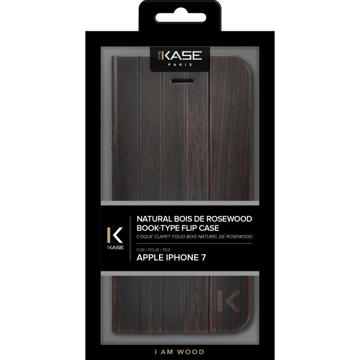 Coque Clapet pour Apple iPhone 7/8/SE 2020, Bois Natural de Rosewood
