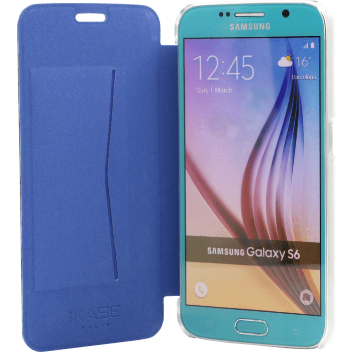 Coque clapet transparent pour Samsung Galaxy S6, Bleu topaze