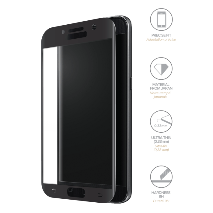 Protection d'écran en verre trempé (100% de surface couverte) pour Samsung Galaxy A3 (2017), Noir