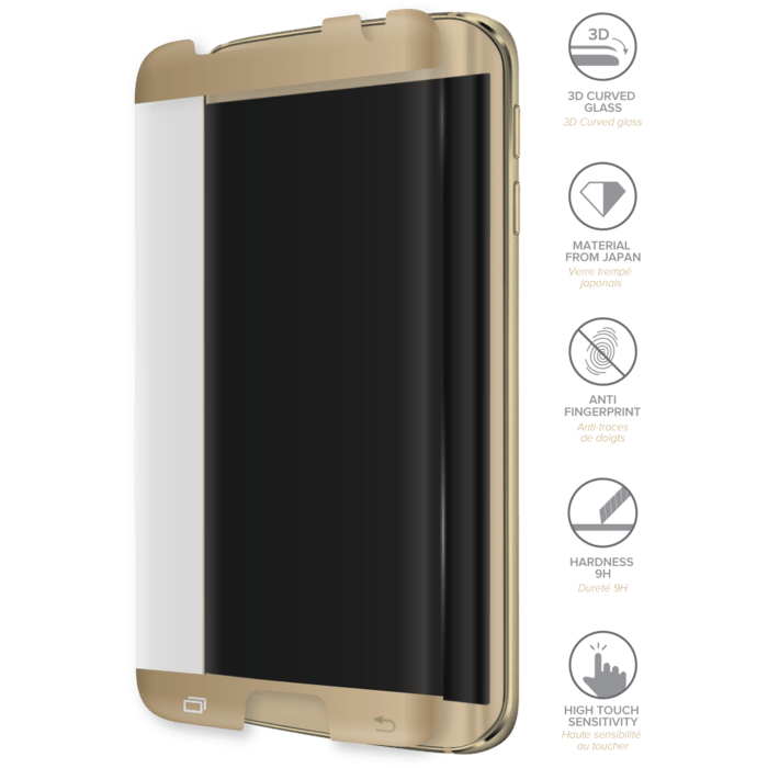 Protection d'écran en verre trempé Bord à Bord Incurvé avancé pour Samsung Galaxy S7 Edge, Or