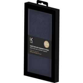 Diarycase Coque clapet en cuir véritable avec support aimanté pour Apple iPhone 6/6s Plus, Bleu Marine Lézard
