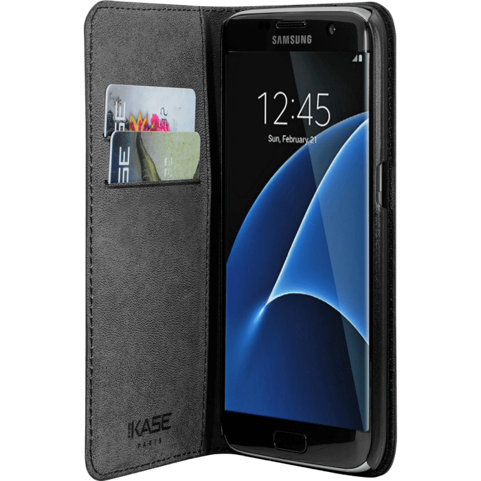 Coque clapet avec pochettes CB & stand pour Samsung Galaxy S7 Edge, Noir