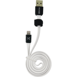Câble Lightning Plat vers USB (1m), Blanc Lumineux