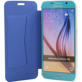 Coque clapet transparent pour Samsung Galaxy S6, Bleu topaze