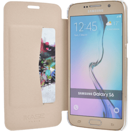 Coque clapet transparent pour Samsung Galaxy S6, Platine