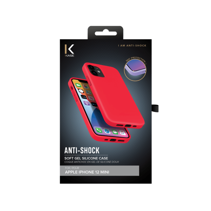 Custodia in silicone gel antiurto per Apple iPhone 12 mini, rosso fuoco