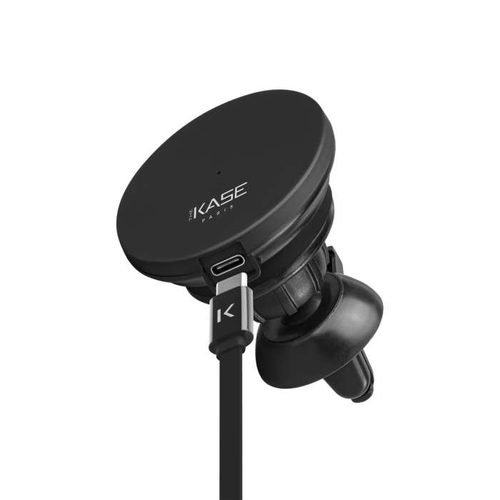 Chargeur de voiture sans fil d&eacute;tachable 2-en-1 (15W), Noir Carbone
