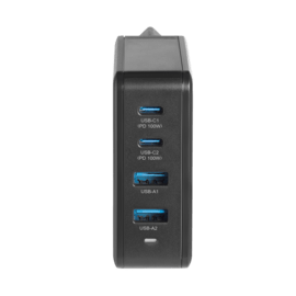 Chargeur secteur mural universel GaN UE quad USB PowerPort Hyper Rapide 100W, Noir