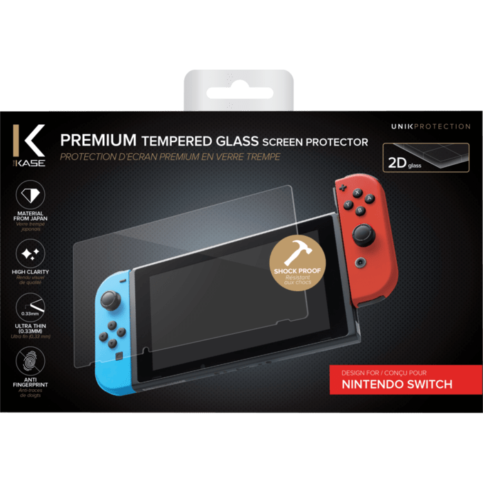 Protection d'&eacute;cran premium en verre tremp&eacute; pour Nintendo Switch, Transparent