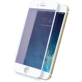 Protection d'écran en verre trempé avec Anti-lumière bleue (100% de surface couverte) pour iPhone 7 Plus, Blanc