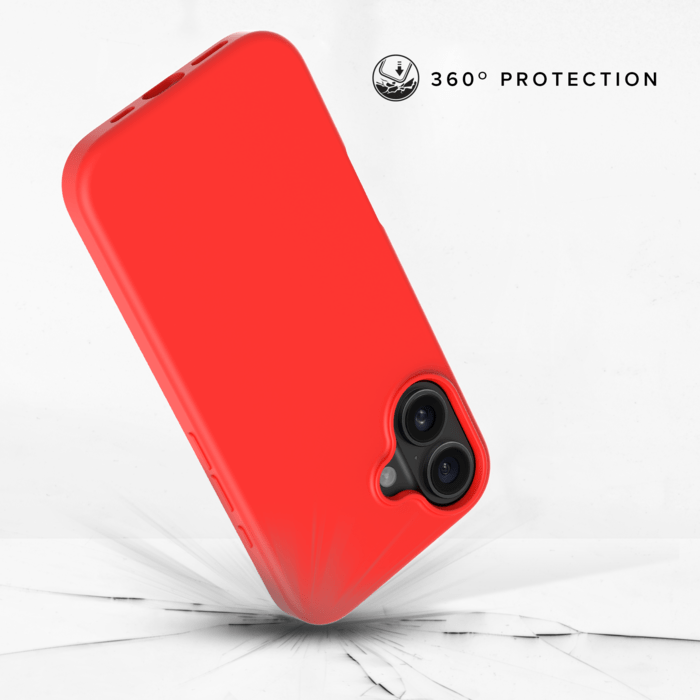 Coque antichoc en gel de silicone doux pour 55% de plastique recycl&eacute; Apple iPhone 16, Rouge Ardent