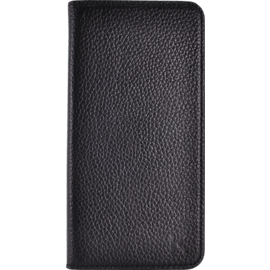 Étui portefeuille en cuir véritable pour Apple iPhone 6 Plus/6s Plus, cuir de Veau Shrunken Noir