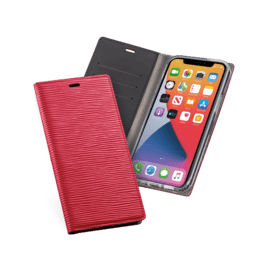 Diarycase 2.0 Coque clapet en cuir v&eacute;ritable avec support aimant&eacute; pour Apple iPhone 12 mini, Rouge Bordeaux