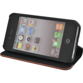 Coque clapet pour Apple iPhone 4/4S,motif Noir litchi & bois de rose