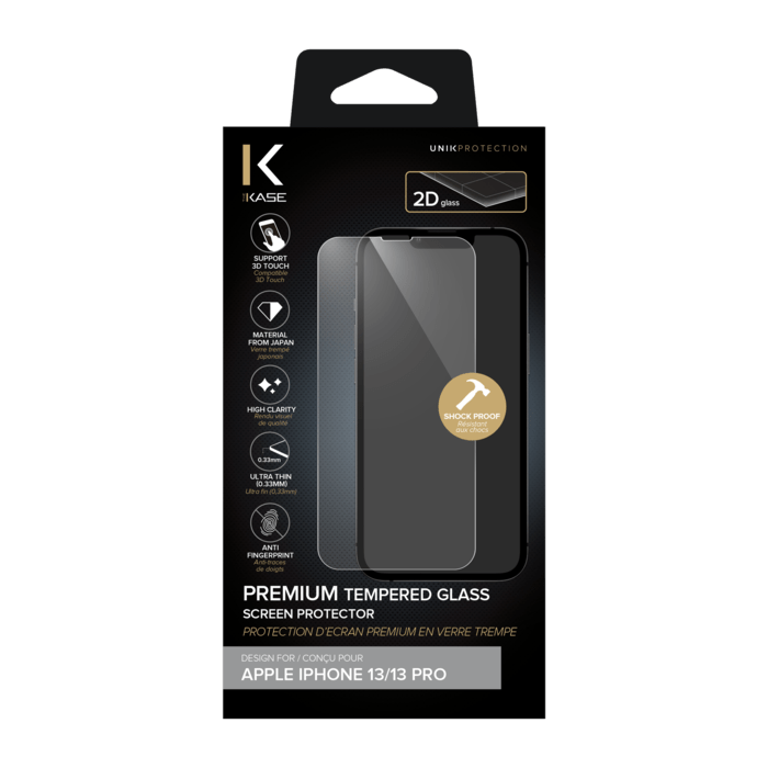 Premium Tempered Glass Screen Protector for Apple iPhone 13/13 Pro, Transparent