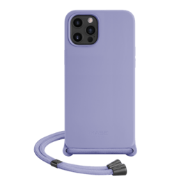 Crossbody Strap Soft Gel Silicone Case for Apple 12/12 Pro, Purple