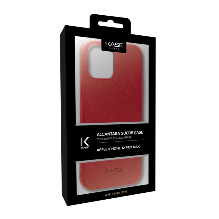 Coque en Su&egrave;de Alcantara pour Apple iPhone 12 Pro Max, Rouge rubis