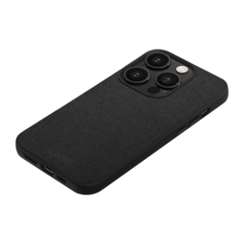 Coque en Su&egrave;de Alcantara pour Apple iPhone 14 Pro, Minuit Noir