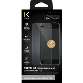 Protection d'écran premium en verre trempé pour Apple iPhone 5/5s/5c/SE, Transparent