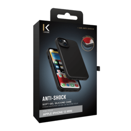 Coque antichoc en gel de silicone doux pour Apple iPhone 13 mini, Noir satin