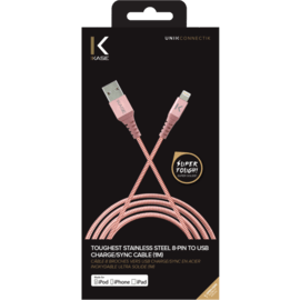 Cavo Lightning® certificato MFi Apple per caricamento / sincronizzazione USB in acciaio inossidabile ultra-solido (1M), Oro rosa