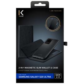 Etui et Coque slim magnétique 2-en-1 GEN 2.0 pour Samsung Galaxy S20 Ultra, Noir