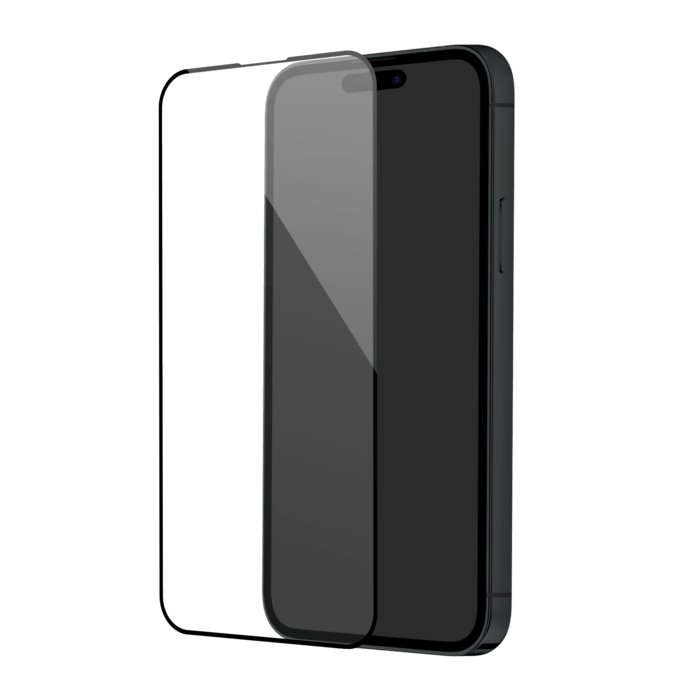 Protection d'écran en verre trempé (100% de surface couverte) pour Apple iPhone 15 Pro Max, Noir