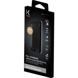 Protection d'&eacute;cran en verre tremp&eacute; (100% de surface couverte) pour iPhone 6/6s, Noir