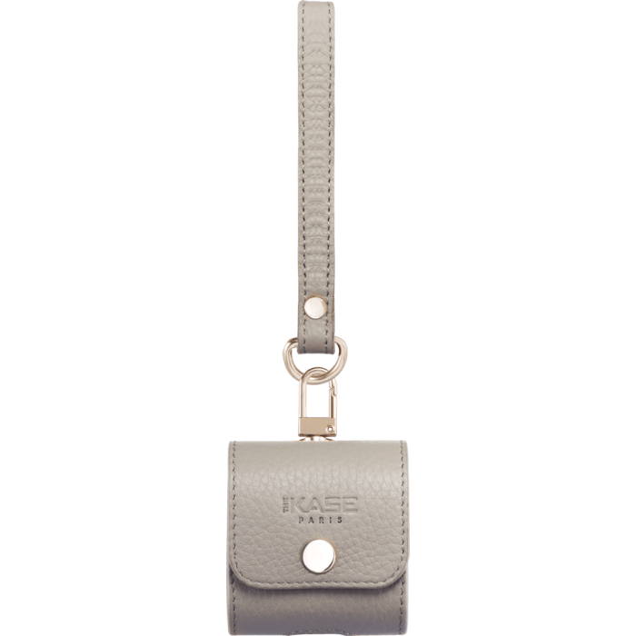 Coque Apple Airpods en cuir v&eacute;ritable fabriqu&eacute;e &agrave; la main avec sangle, Beige