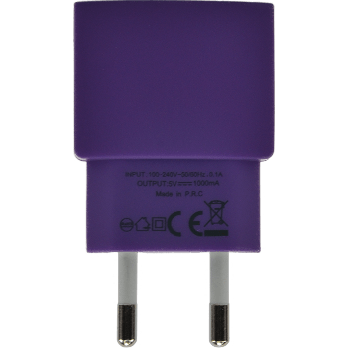Chargeur Universel Mono USB (EU) 1A, Violet Royal