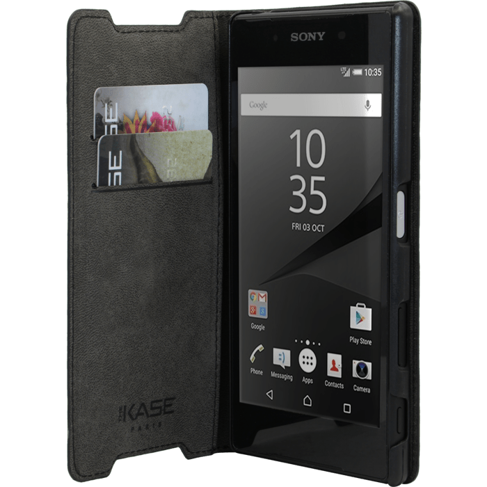 Coque clapet avec pochettes CB & stand pour Sony Xperia Z5, Noir
