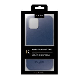 Coque en Su&egrave;de Alcantara pour Apple iPhone 12 Pro Max, Bleu indigo