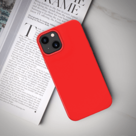Coque antichoc en gel de silicone doux pour Apple iPhone 13, Rouge Ardent