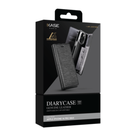 Diarycase 2.0 Coque clapet en cuir v&eacute;ritable avec support aimant&eacute; pour Apple iPhone 14 Pro Max, Noir Minuit