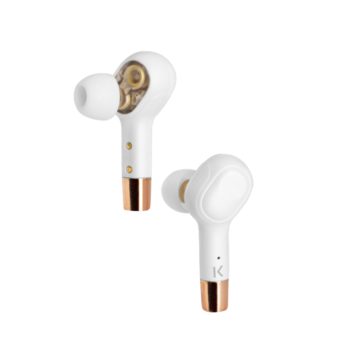 &Eacute;couteurs sans fil Sonik Pro intra-auriculaires avec bo&icirc;tier de chargement, Blanc perle