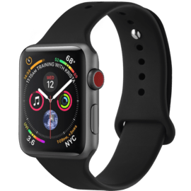 Bracelet en gel de silicone doux pour Apple Watch&reg; Series 1/2/3/4 38/40mm, Noir de jais