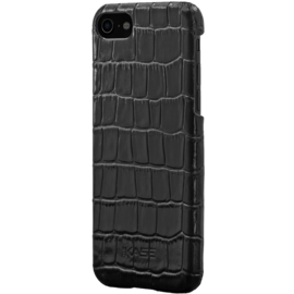 Coque en Cuir V&eacute;ritable avec un motif en Crocodile pour Apple iPhone 7, Noir