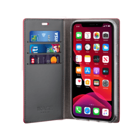 Diarycase 2.0 Etui &agrave; rabat en cuir v&eacute;ritable avec support magn&eacute;tique pour Apple iPhone 11 Pro, Rouge Bordeaux