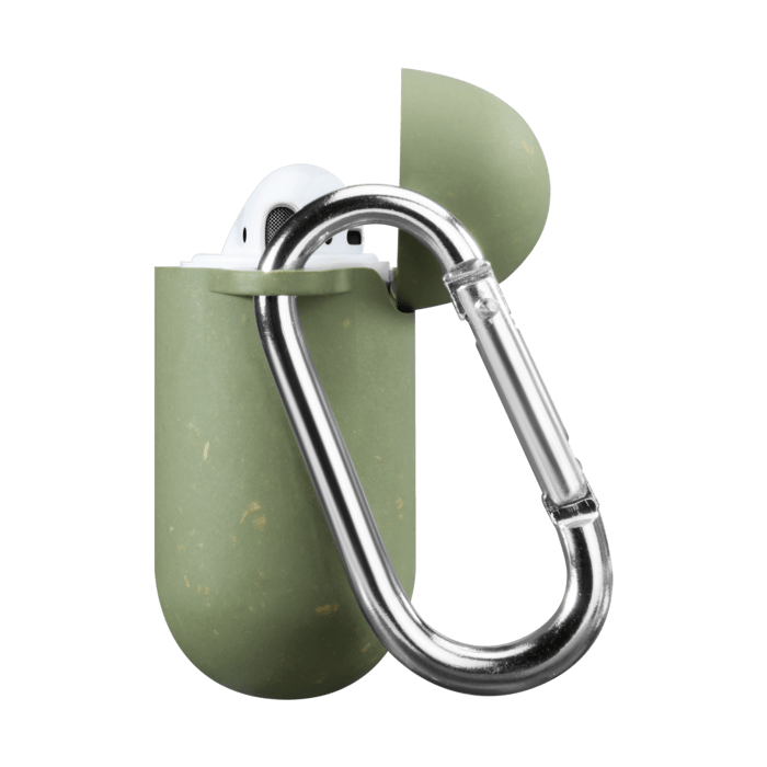 Coque antibact&eacute;rienne vegan bio 100 % z&eacute;ro d&eacute;chet pour Apple AirPods, Vert olive