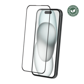 Protection d&rsquo;&eacute;cran antibact&eacute;rienne en verre tremp&eacute; ultra-r&eacute;sistant &agrave; bords incurv&eacute;s (60% verre tremp&eacute; recycl&eacute;) pour Apple iPhone 16 Plus, Noir