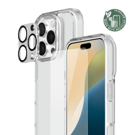 Pack combin&eacute; 3 en 1 (Coque Hybride Invisible, &Eacute;cran en Verre Tremp&eacute; de Qualit&eacute; Sup&eacute;rieure et Protecteur de l&rsquo;objectif de la cam&eacute;ra) pour Apple iPhone 16 Pro, Transparente