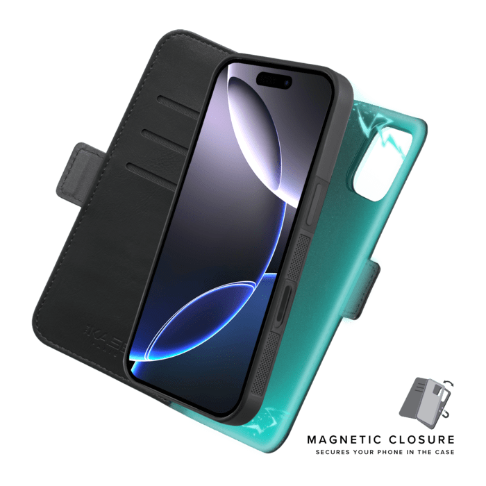 Etui & Coque robuste magn&eacute;tique 2-en-1 pour Apple iPhone 16 Pro Max, Noir Onyx