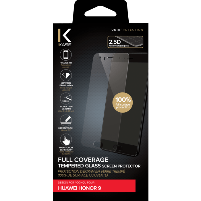 Full Coverage Tempered Glass Screen Protector for Huawei Honor 9, Transparent